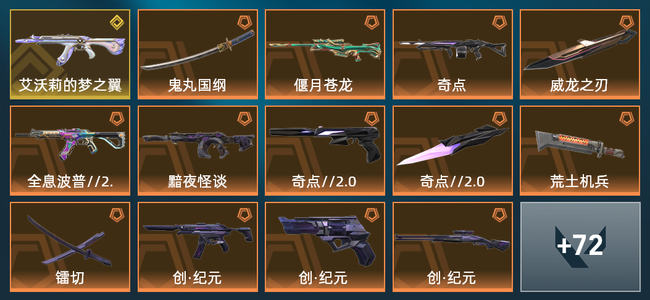 无畏契约19橙皮 1金皮 7紫皮 86皮肤 43230皮肤总价值 960已用源晶 白银