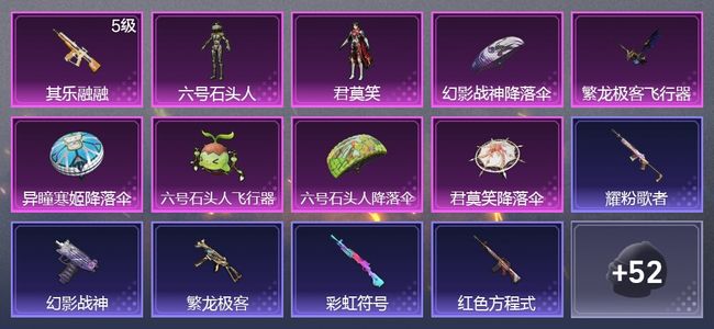 和平精英1升级枪 2粉装 2尾迹 39枪皮 24套装 9756热力 1印记 星钻