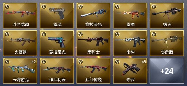 穿越火线（CF）2王者武器 53V武器 2V角色 6皮肤 可排位