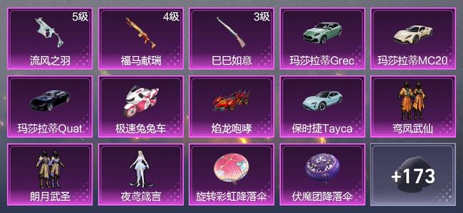 和平精英6载具 3升级枪 3粉装 123枪皮 70套装 3,8246热力 7印记 卓越王牌