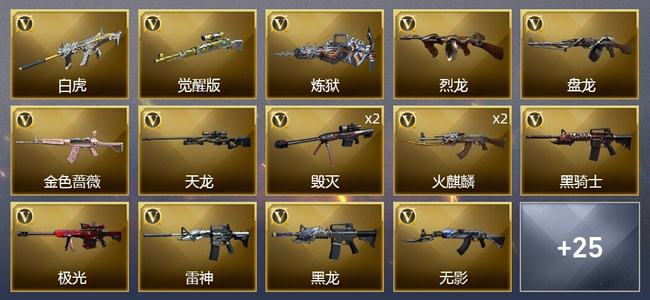 穿越火线（CF）1炫金武器 50V武器 2V角色 10皮肤 可排位 专家