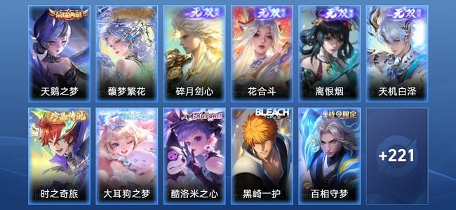 王者荣耀V8 1典藏 4无双 24传说 74史诗 233皮肤 永恒钻石III