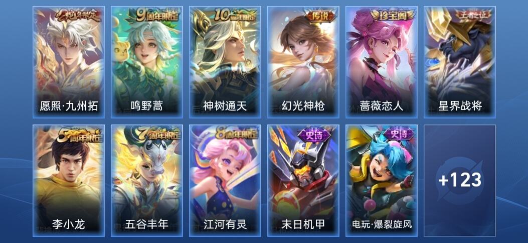 王者荣耀4传说 33史诗 135皮肤 尊贵铂金III