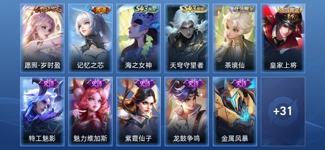 王者荣耀V1 2传说 15史诗 43皮肤 荣耀黄金I