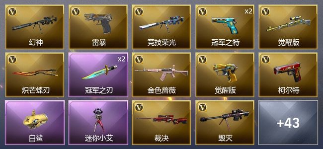 穿越火线（CF）3王者武器 70V武器 2V角色 25皮肤 可排位