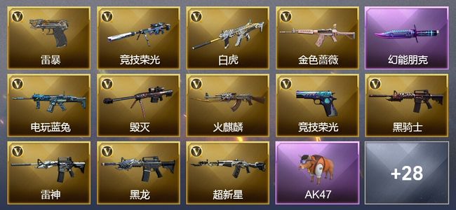 穿越火线（CF）1炫金武器 66V武器 1V角色 9皮肤 可排位 枪王