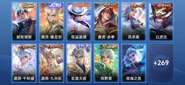 王者荣耀V8 1典藏 1无双 23传说 76史诗 280皮肤 至尊星耀IV