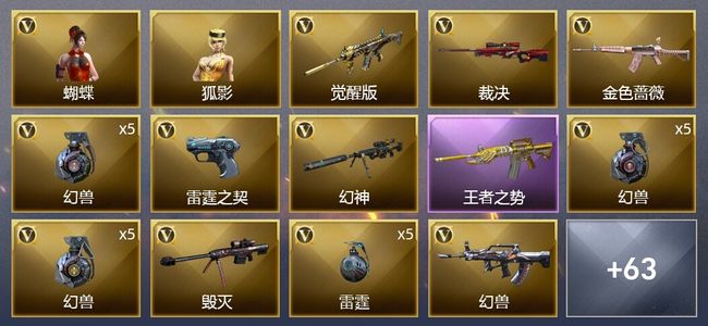 穿越火线（CF）1王者武器 1炫金武器 115V武器 3V角色 27皮肤 可排位 传奇