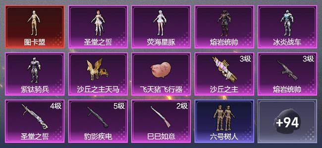 和平精英5升级枪 5粉装 2飞行器 56枪皮 48套装 22881热力 2印记 王牌
