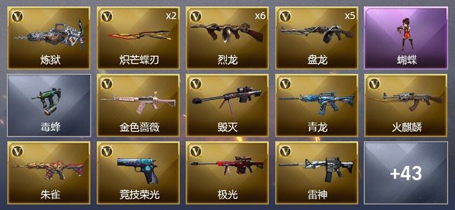 穿越火线（CF）2炫金武器 66V武器 1V角色 11皮肤 可排位