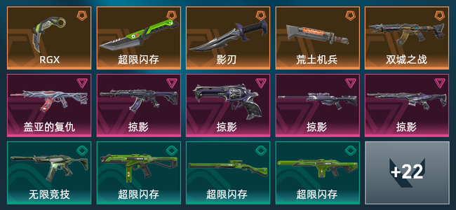 无畏契约5橙皮 5紫皮 36皮肤 13800皮肤总价值 470已用源晶 青铜