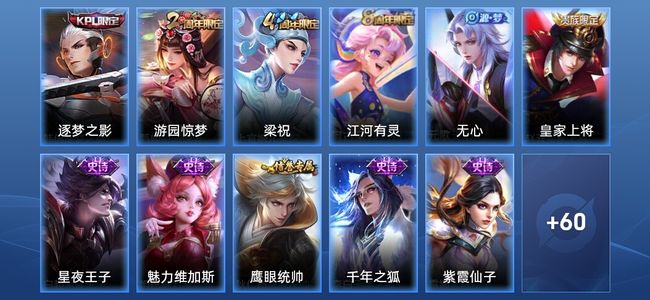 王者荣耀13史诗 71皮肤 尊贵铂金IV