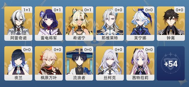 原神30黄 24角色黄 6武器黄 19五星角色 6五星武器 男主 59级