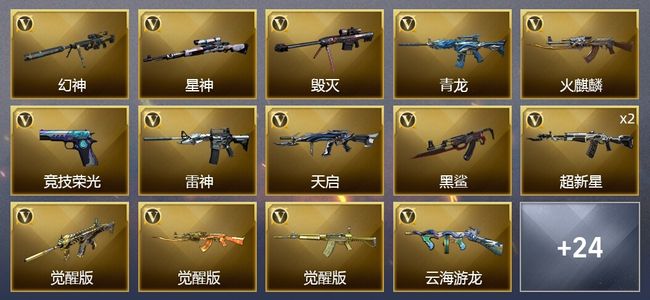 穿越火线（CF）1炫金武器 45V武器 1V角色 6皮肤 可排位