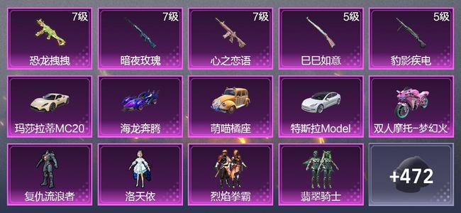 和平精英5载具 5升级枪 10粉装 295枪皮 200套装 9,8608热力 22印记 王牌