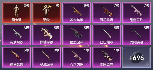 和平精英【苹果版】6载具 14升级枪 25粉装 408枪皮 285套装 14,6011热力 20印记