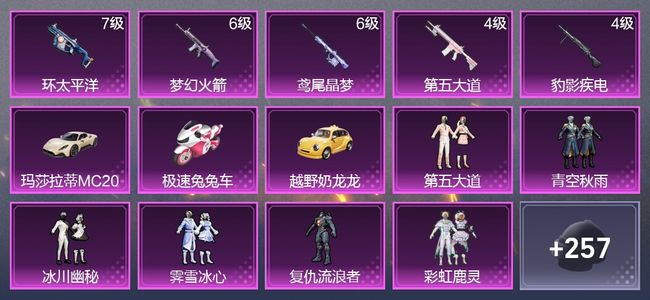 和平精英3载具 5升级枪 14粉装 150枪皮 100套装 5,8189热力 6印记