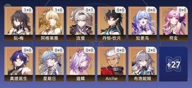 崩坏：星穹铁道29黄 22角色黄 7光锥黄 16五星角色 3五星光锥 70级 女主