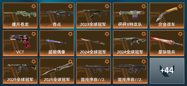 无畏契约17橙皮 1紫皮 58皮肤 30475皮肤总价值 745已用源晶 钻石