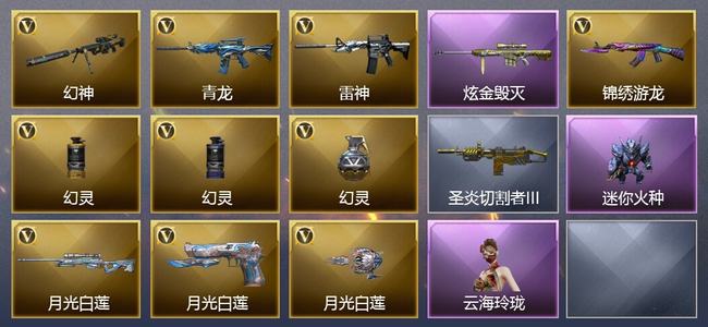 穿越火线（CF）0传说角色 0传说武器 0王者武器 1炫金武器 10V武器 12V角色 0皮肤 可排位 无