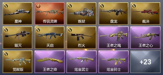 穿越火线（CF）0传说角色 1传说武器 3王者武器 3炫金武器 28V武器 21V角色 7皮肤 可排位 宗师