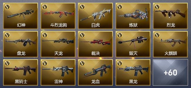穿越火线（CF）15王者武器 5炫金武器 65V武器 32V角色 19皮肤 可排位