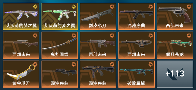 无畏契约32橙皮 2金皮 19紫皮 127皮肤 80660皮肤总价值 1300已用源晶