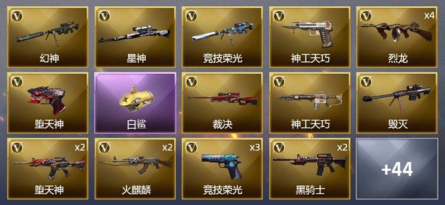 穿越火线（CF）1王者武器 87V武器 2V角色 23皮肤 可排位
