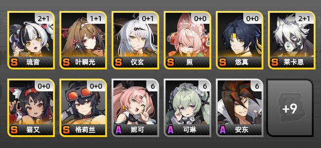 绝区零18黄 13角色黄 8S角色 5S音擎 3S邦布 女主 54