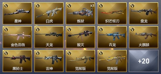 穿越火线（CF）3王者武器 2炫金武器 29V武器 1V角色 11皮肤 可排位 新锐
