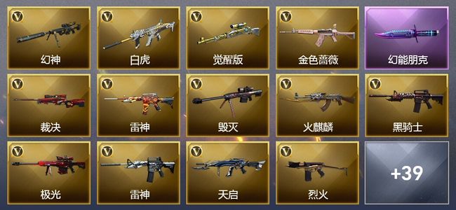 穿越火线（CF）1王者武器 2炫金武器 42V武器 2V角色 11皮肤 可排位 传奇