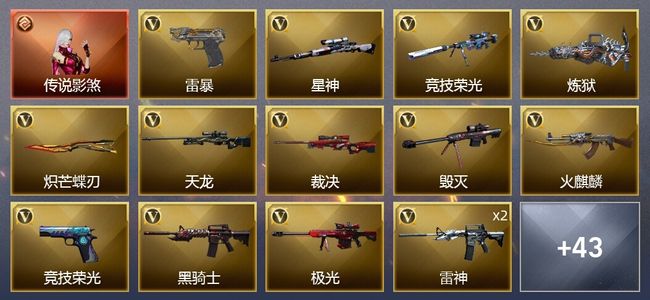 穿越火线（CF）1传说角色 77V武器 2V角色 25皮肤 可排位 大师