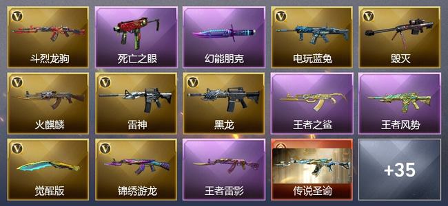穿越火线（CF）1传说武器 3王者武器 27V武器 5V角色 9皮肤 可排位 传奇