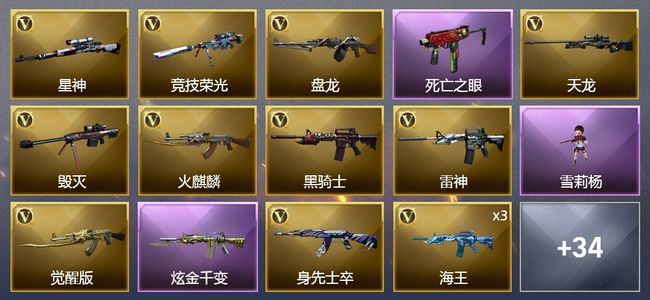 穿越火线（CF）1炫金武器 36V武器 19皮肤 可排位 枪王