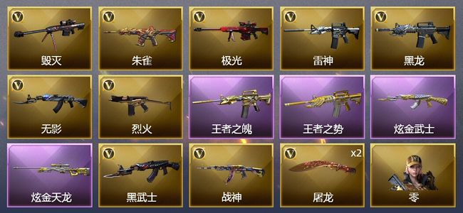 穿越火线（CF）2王者武器 2炫金武器 11V武器 6皮肤 可排位 专家