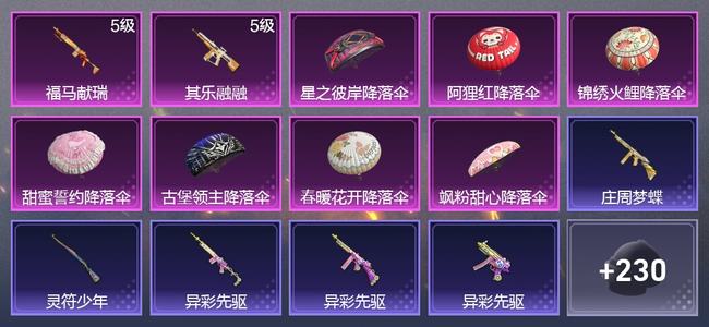 和平精英2升级枪 137枪皮 124套装 4,0282热力 1印记 星钻