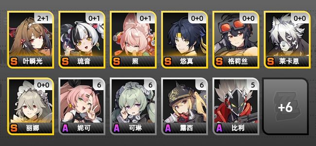 绝区零13黄 9角色黄 7S角色 4S音擎 1S邦布 女主 56