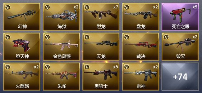 穿越火线（CF）12王者武器 7炫金武器 100V武器 3V角色 19皮肤 可排位 传奇