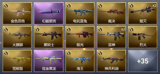 穿越火线（CF）1传说武器 1炫金武器 51V武器 18皮肤 可排位 传奇
