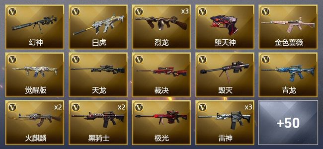 穿越火线（CF）9王者武器 2炫金武器 67V武器 18皮肤 可排位