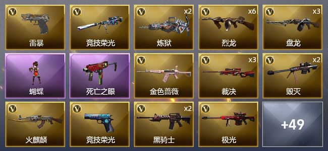 穿越火线（CF）4炫金武器 81V武器 2V角色 10皮肤 可排位 新锐