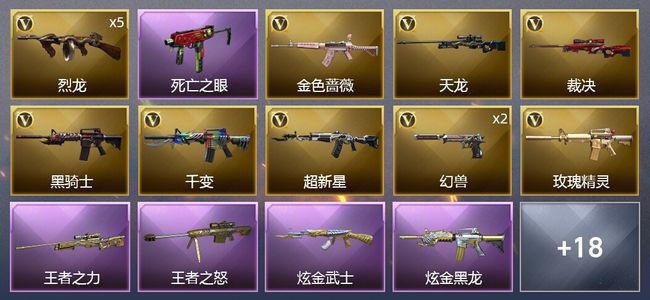 穿越火线（CF）2王者武器 3炫金武器 33V武器 1V角色 10皮肤 可排位 枪王