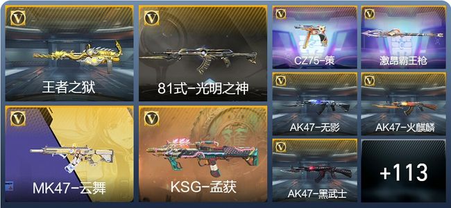 穿越火线：枪战王者1王者武器 122英雄武器 5英雄角色 166万化 大师S