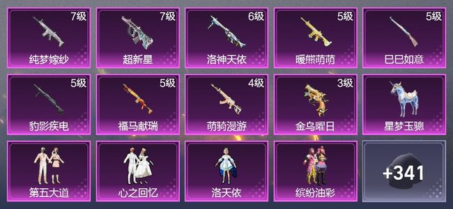 和平精英1载具 9升级枪 13粉装 4尾迹 210枪皮 143套装 65057热力 7印记 星钻