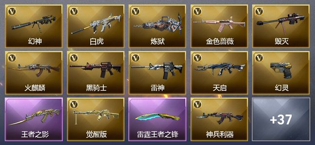 穿越火线（CF）3王者武器 47V武器 1V角色 18皮肤 可排位