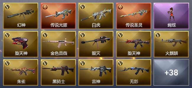 穿越火线（CF）2传说武器 1王者武器 1炫金武器 60V武器 1V角色 11皮肤 可排位 新锐