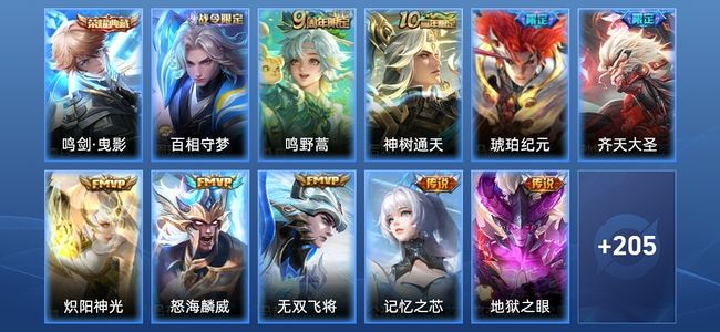 王者荣耀V6 1典藏 9传说 65史诗 217皮肤 非凡王者