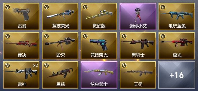 穿越火线（CF）1炫金武器 45V武器 1V角色 17皮肤 可排位 新锐