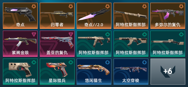 无畏契约5橙皮 2紫皮 20皮肤 10530皮肤总价值 280已用源晶 白银