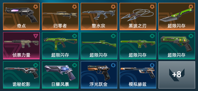 无畏契约5橙皮 1紫皮 22皮肤 9940皮肤总价值 385已用源晶 白银